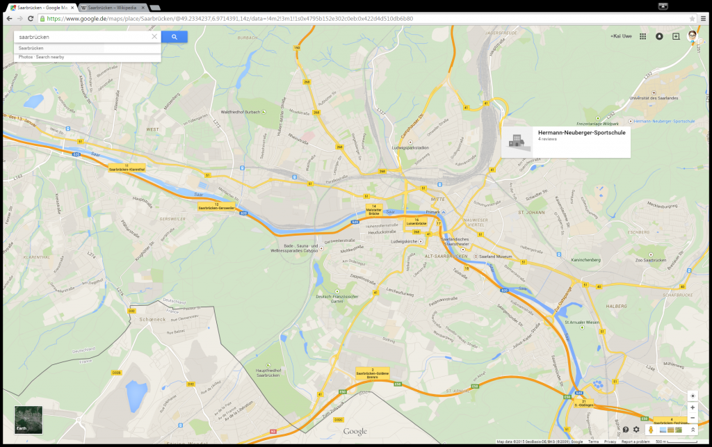 Google Maps Karte von Saarbrücken
